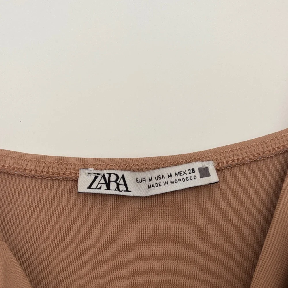 Zara Tan Cowl-Neck Spaghetti-Strap Bodysuit - Picture 3 of 7